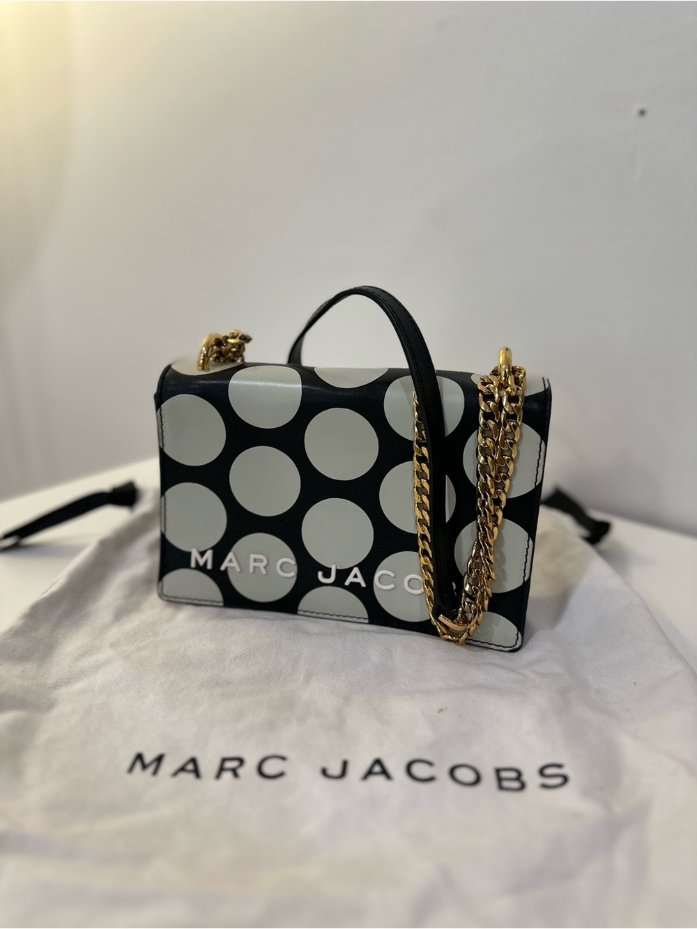 Marc Jacobs Black & White Polka Dot Chain Crossbody Bag